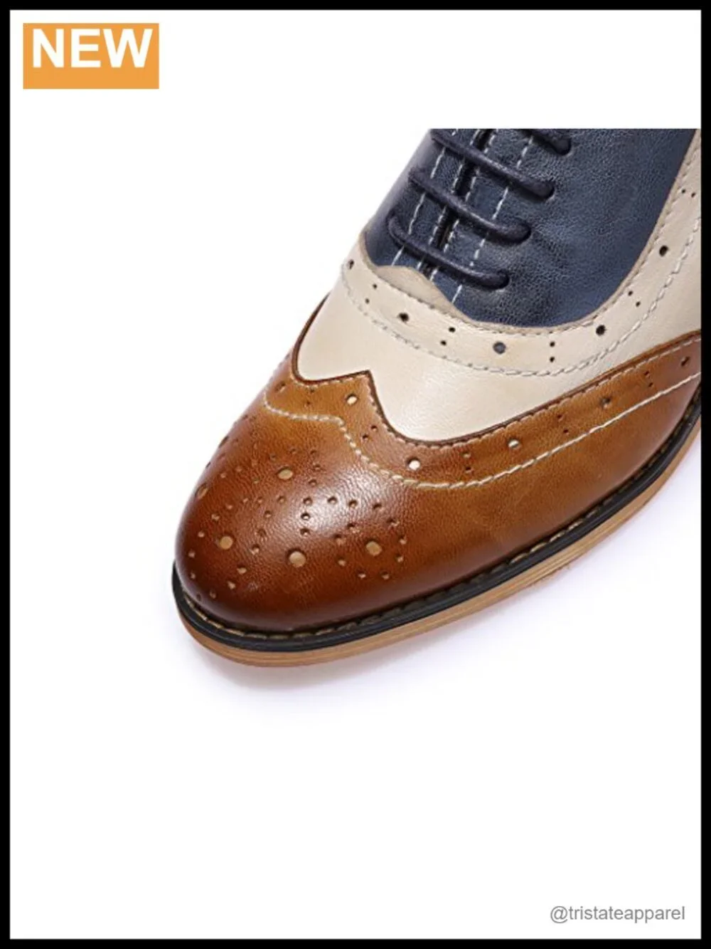 Women's Leather Wingtip Oxfords Lace-up Flats Brogue Shoes